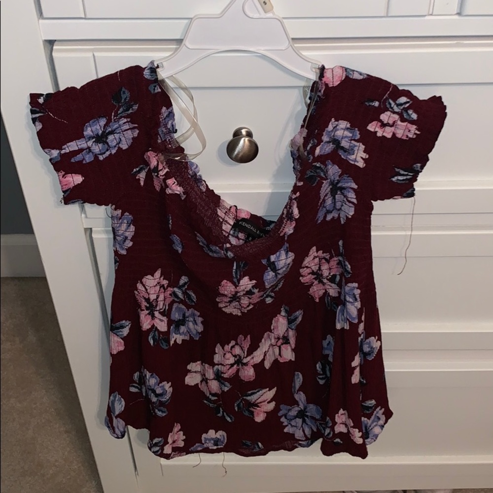 Kendall & Kylie off the shoulder floral top